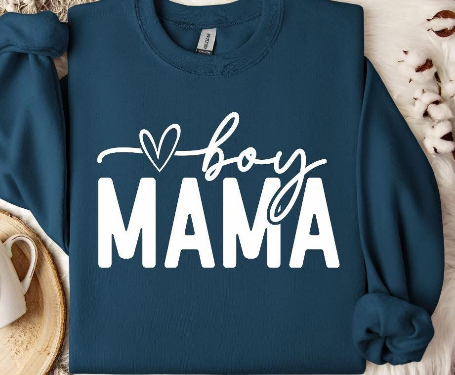 Boy Mama Cursive Heart